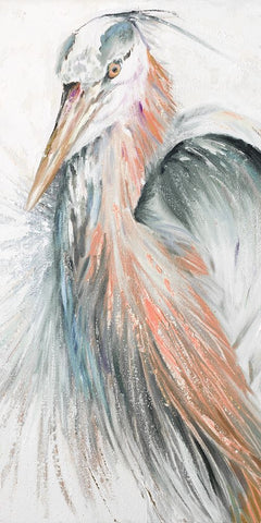 New Orange Heron II White Modern Wood Framed Art Print with Double Matting by Pinto, Patricia