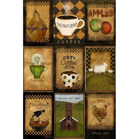 Kitchen Tiles Gold Ornate Wood Framed Art Print with Double Matting by Albert, Beth