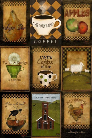 Kitchen Tiles Black Ornate Wood Framed Art Print with Double Matting by Albert, Beth