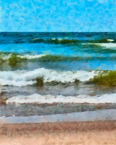Lake Michigan layers Black Ornate Wood Framed Art Print with Double Matting by Calkins, Michelle