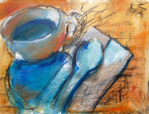 Morning Cup White Modern Wood Framed Art Print with Double Matting by Hoffman, Kate