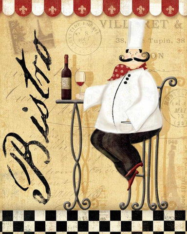 Chefs Break I White Modern Wood Framed Art Print with Double Matting by Charron, Veronique