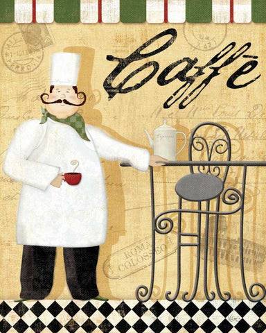 Chefs Break III White Modern Wood Framed Art Print with Double Matting by Charron, Veronique