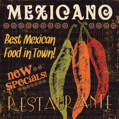 Tex Mex I Black Modern Wood Framed Art Print by Pela Studio