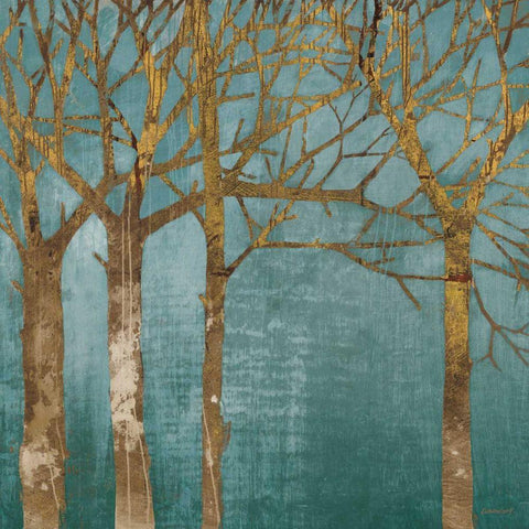 Golden Day Turquoise White Modern Wood Framed Art Print with Double Matting by Lovell, Kathrine