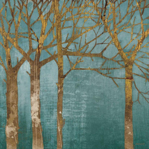 Golden Day Turquoise White Modern Wood Framed Art Print by Lovell, Kathrine