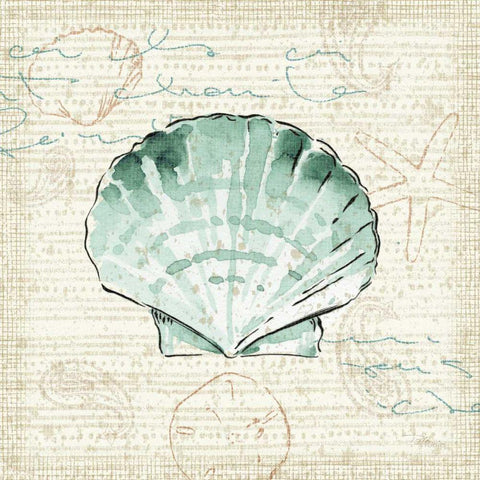 Ocean Prints II Gold Ornate Wood Framed Art Print with Double Matting by Pela Studio