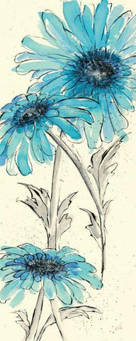 Daisy Dreams II White Modern Wood Framed Art Print with Double Matting by Paschke, Chris