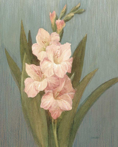 August Gladiola White Modern Wood Framed Art Print with Double Matting by Nai, Danhui