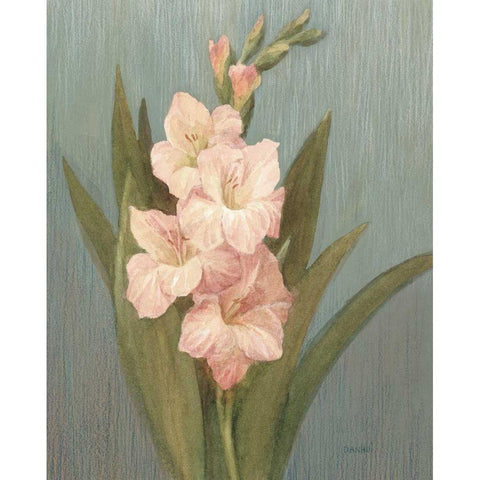 August Gladiola Gold Ornate Wood Framed Art Print with Double Matting by Nai, Danhui