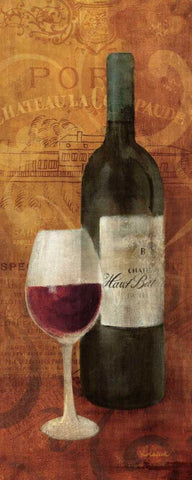 Vin Rouge Panel I Black Ornate Wood Framed Art Print with Double Matting by Hristova, Albena