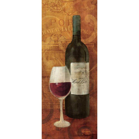 Vin Rouge Panel I Gold Ornate Wood Framed Art Print with Double Matting by Hristova, Albena