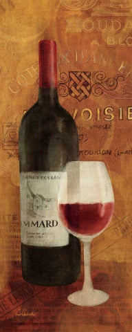 Vin Rouge Panel II White Modern Wood Framed Art Print with Double Matting by Hristova, Albena