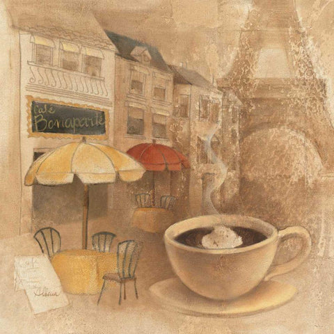 Cafe de Paris II White Modern Wood Framed Art Print by Hristova, Albena