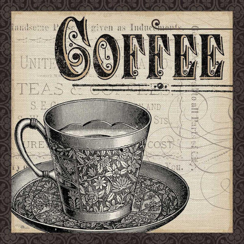 Antique Cafe I with Border Black Modern Wood Framed Art Print by Pela Studio