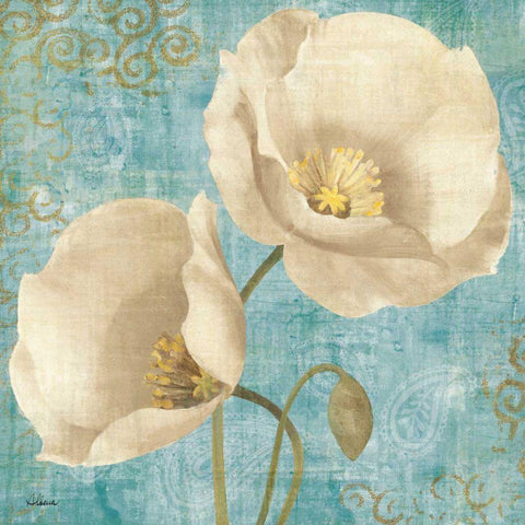 Rich Poppies on Paisley White Modern Wood Framed Art Print by Hristova, Albena