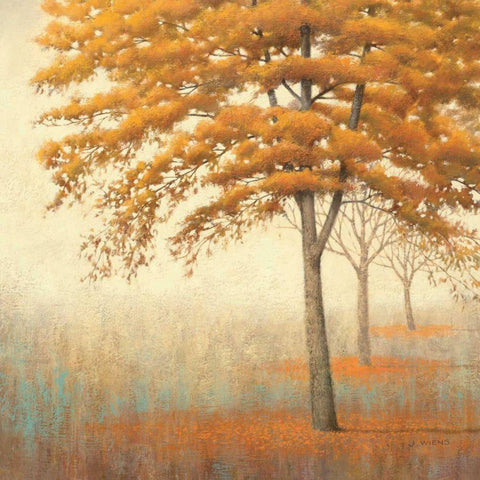 Autumn Trees I Gold Ornate Wood Framed Art Print with Double Matting by Wiens, James