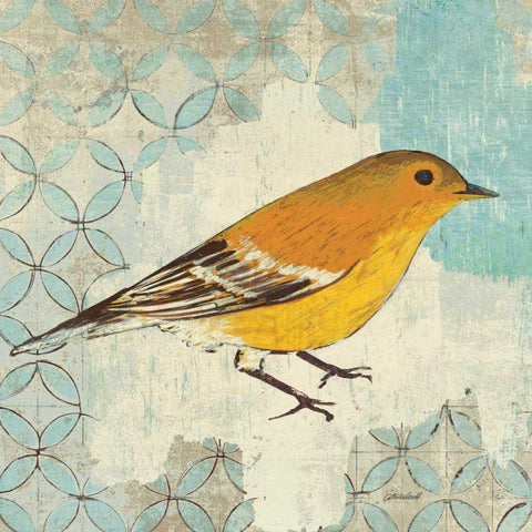 Pine Warbler Gold Ornate Wood Framed Art Print with Double Matting by Lovell, Kathrine