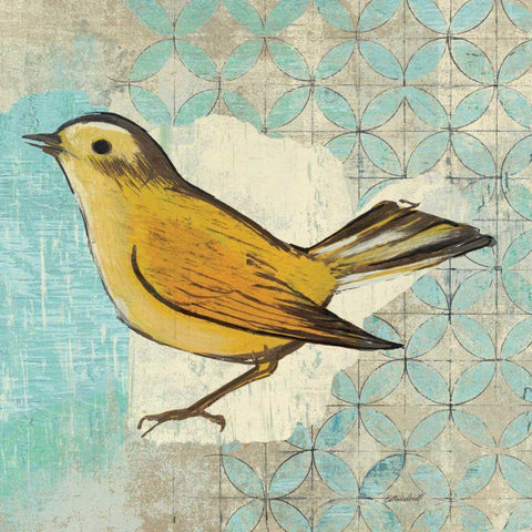 Wilsons Warbler II Gold Ornate Wood Framed Art Print with Double Matting by Lovell, Kathrine