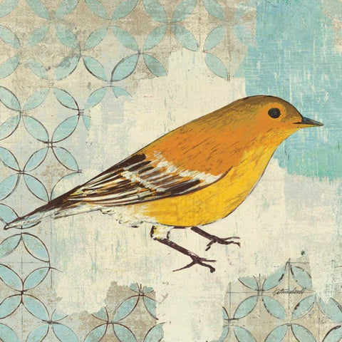 Pine Warbler Gold Ornate Wood Framed Art Print with Double Matting by Lovell, Kathrine