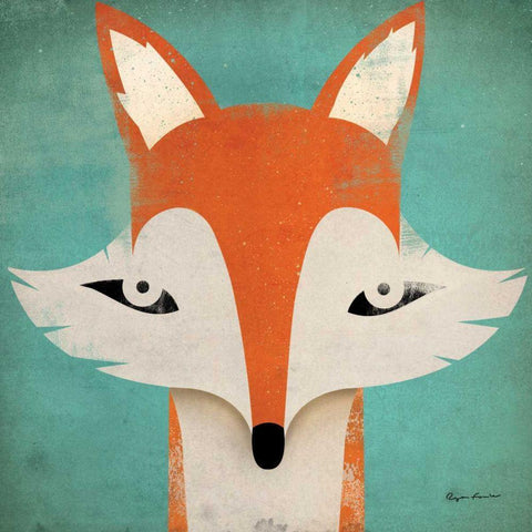 Fox White Modern Wood Framed Art Print by Fowler, Ryan