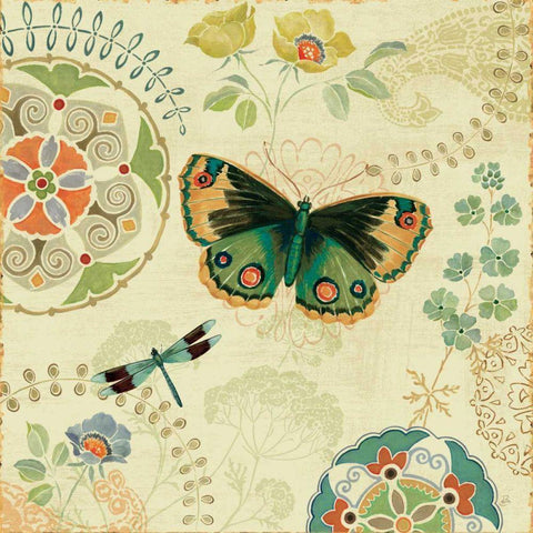 Folk Floral II Gold Ornate Wood Framed Art Print with Double Matting by Brissonnet, Daphne