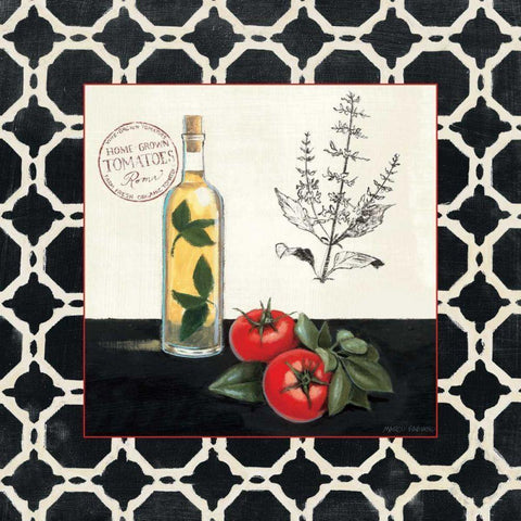 Basil and Tomatoes White Modern Wood Framed Art Print by Fabiano, Marco