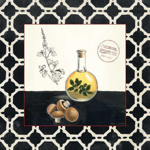 Oregano and Mushrooms White Modern Wood Framed Art Print by Fabiano, Marco