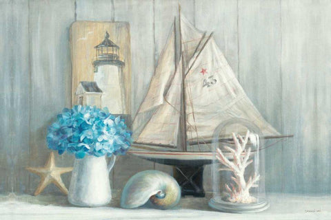 Summer House Crop White Modern Wood Framed Art Print with Double Matting by Nai, Danhui