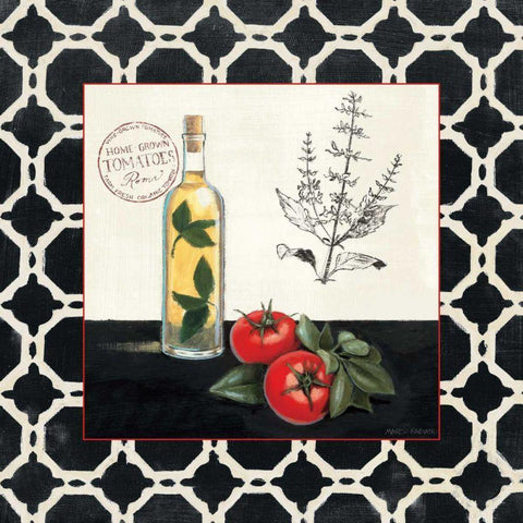 Basil and Tomatoes Gold Ornate Wood Framed Art Print with Double Matting by Fabiano, Marco