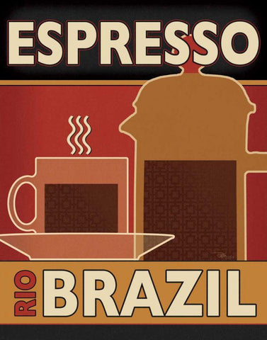 Deco Coffee I Black Ornate Wood Framed Art Print with Double Matting by Pela Studio