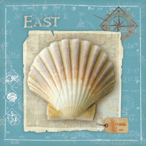 Points East Gold Ornate Wood Framed Art Print with Double Matting by Aldrich, Belinda