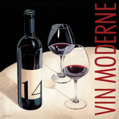 Vin Moderne V White Modern Wood Framed Art Print by Fabiano, Marco