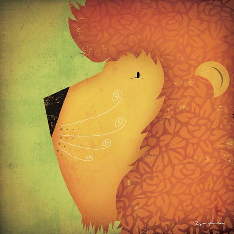 Lion WOW Black Ornate Wood Framed Art Print with Double Matting by Fowler, Ryan