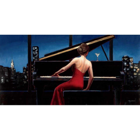 Lady in Red Black Modern Wood Framed Art Print with Double Matting by Fabiano, Marco
