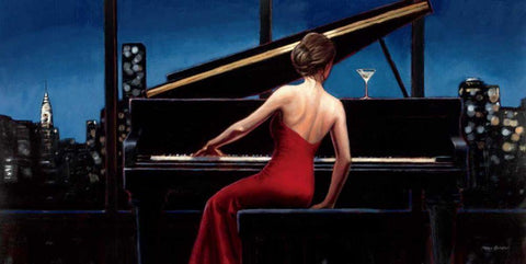 Lady in Red White Modern Wood Framed Art Print with Double Matting by Fabiano, Marco