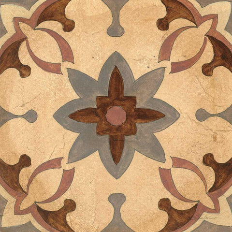 Andalucia Tiles D Color White Modern Wood Framed Art Print with Double Matting by Vassileva, Silvia