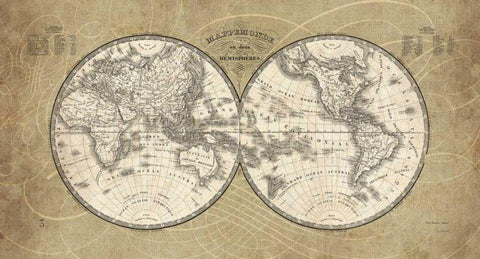 French World Map White Modern Wood Framed Art Print with Double Matting by Schlabach, Sue