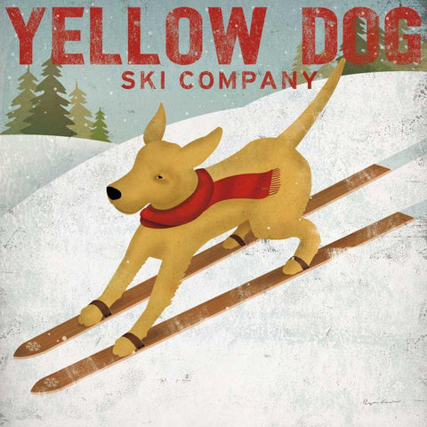 Yellow Dog Ski Co Black Ornate Wood Framed Art Print with Double Matting by Fowler, Ryan