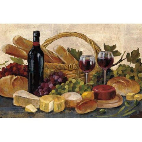 Tuscan Evening Wine Crop White Modern Wood Framed Art Print by Vassileva, Silvia