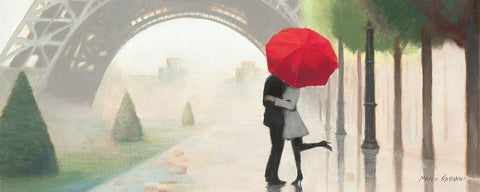 Paris Romance II White Modern Wood Framed Art Print with Double Matting by Fabiano, Marco