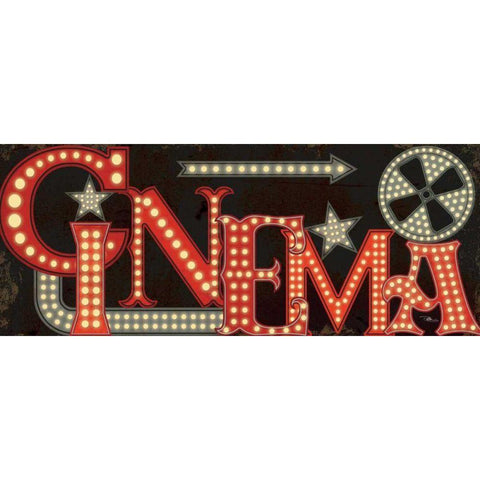 Movie Lights I Black Modern Wood Framed Art Print with Double Matting by Pela Studio