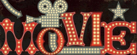 Movie Lights II Black Ornate Wood Framed Art Print with Double Matting by Pela Studio