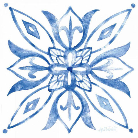 Tile Stencil II Blue Black Modern Wood Framed Art Print by Tavoletti, Anne