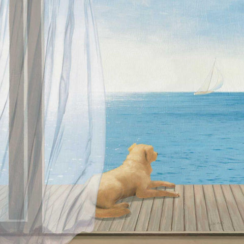 Blue Breeze II White Modern Wood Framed Art Print by Wiens, James