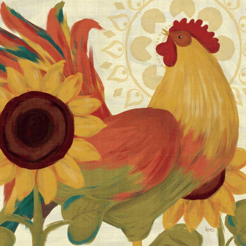 Spice Roosters II Gold Ornate Wood Framed Art Print with Double Matting by Charron, Veronique