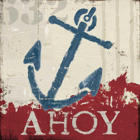 Nautical IV Red White Modern Wood Framed Art Print with Double Matting by Wellington Studio
