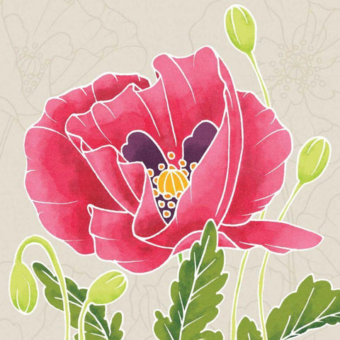 Sunshine Poppies II White Modern Wood Framed Art Print with Double Matting by DeNeige, Elyse