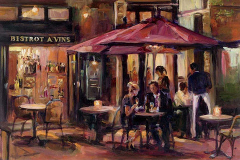 Bistrot A Vins Black Ornate Wood Framed Art Print with Double Matting by Hageman, Marilyn