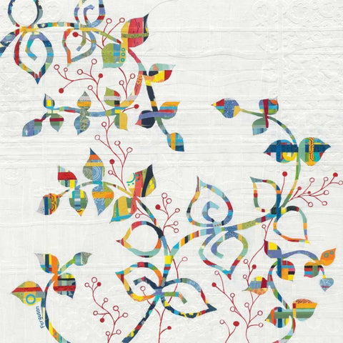 Rainbow Vines with Berries Gold Ornate Wood Framed Art Print with Double Matting by Ferguson, Kathy